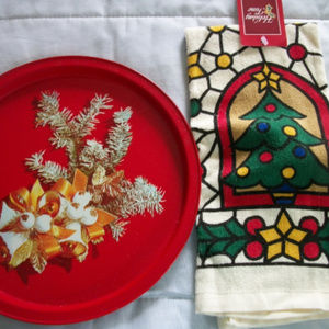 New X-mas Kitchen towel + Vintage tray
